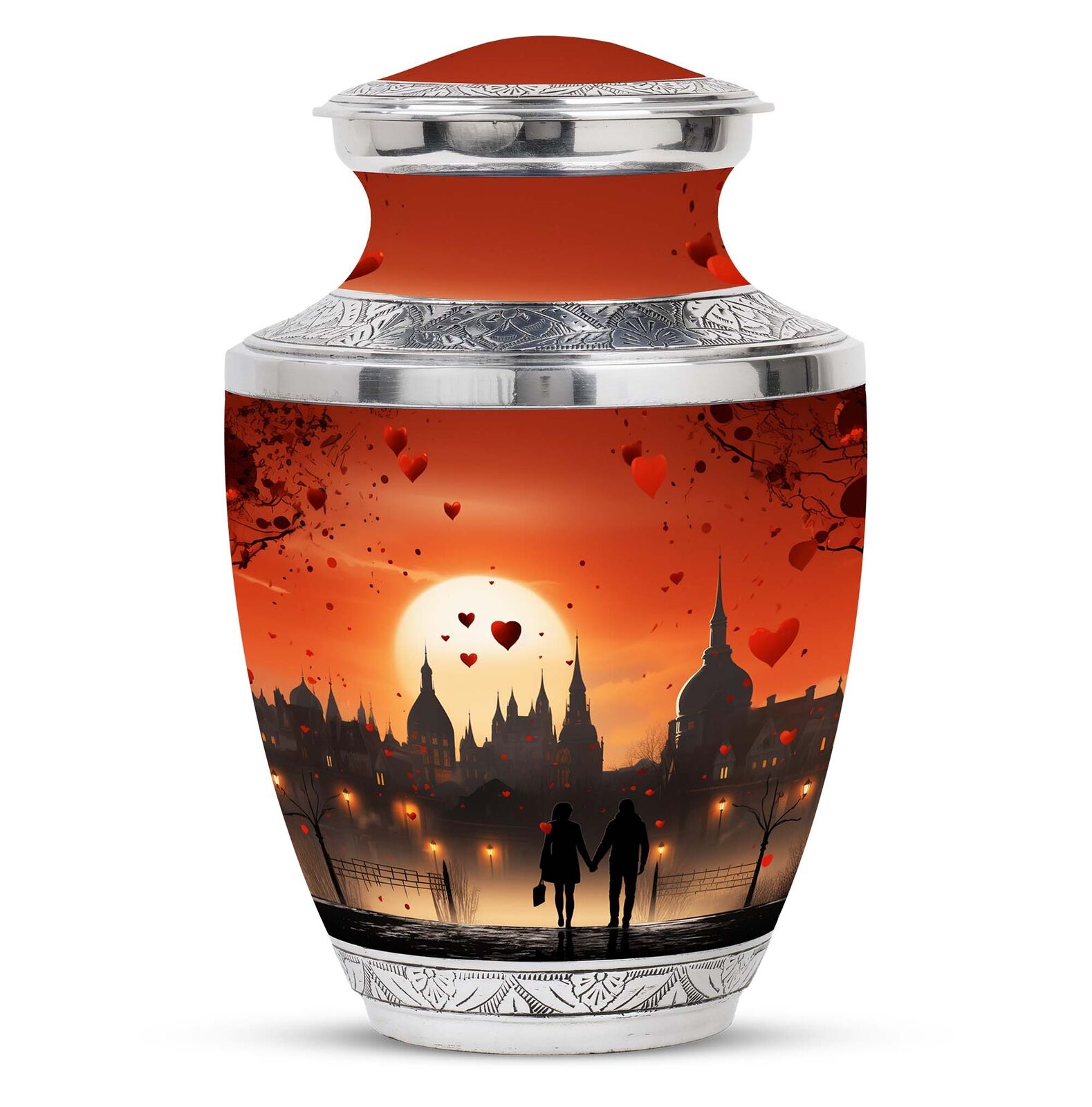 Sunset Promenade in City of Romance Large Modern Urns For Human Ashes 200 cu In
