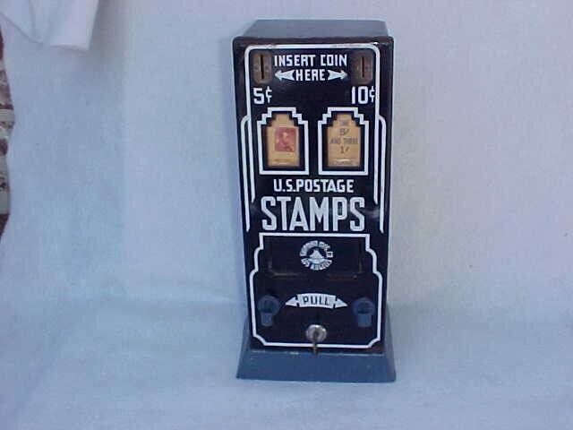 Vintage US Postage Shipman 5 & 10 Porcelain Stamp machine W/ Key