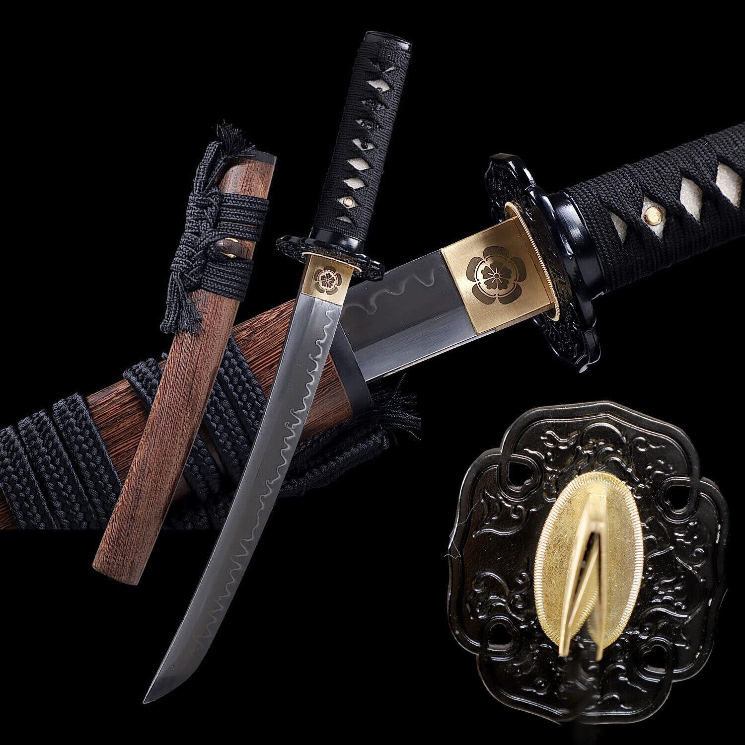 20'' Katana Tanto Short Sword Clay Tempered T10 Samurai Sword Full Tang Sharp