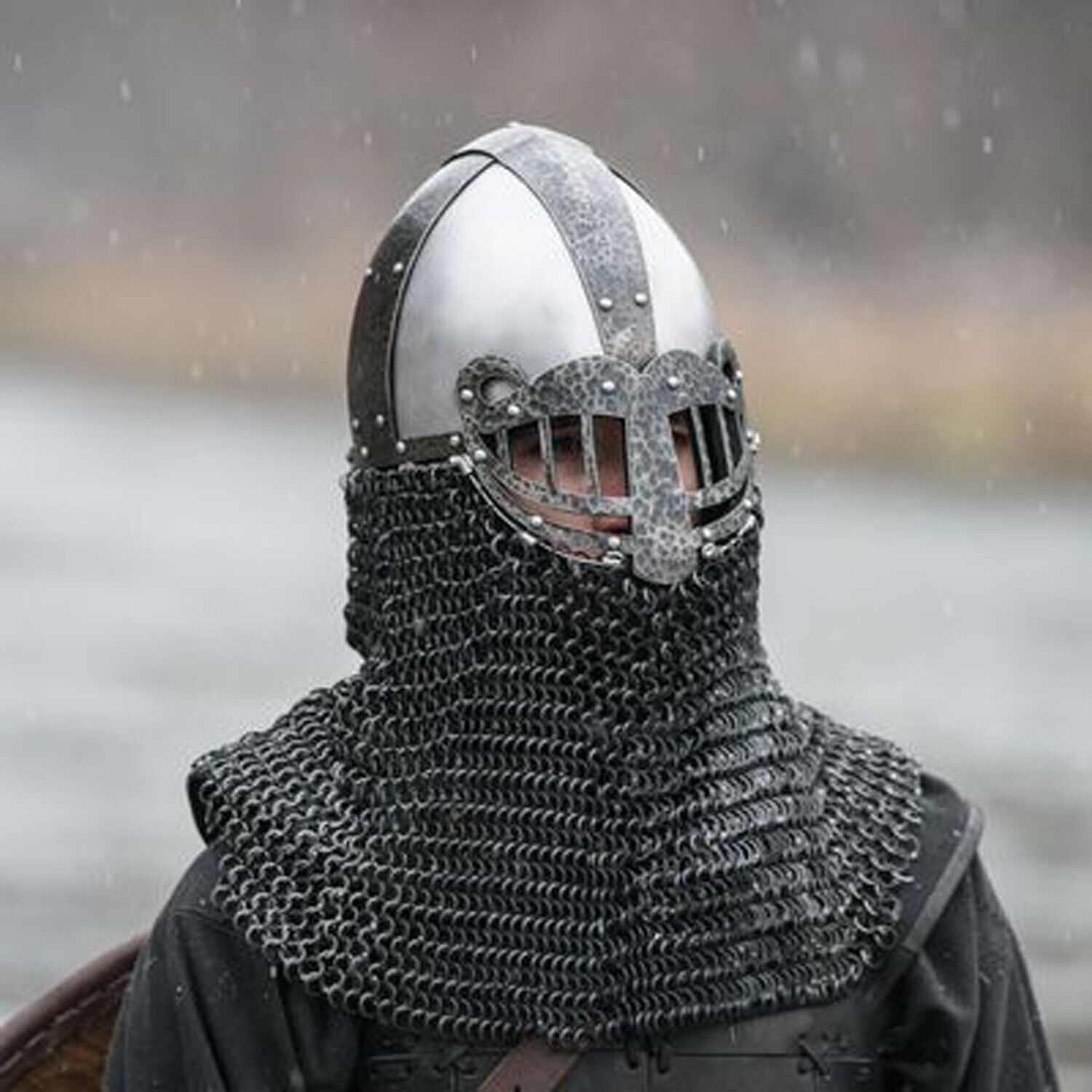 Medieval Bascinet Viking Style Helmet 16 Gauge Helmet With Chain mail