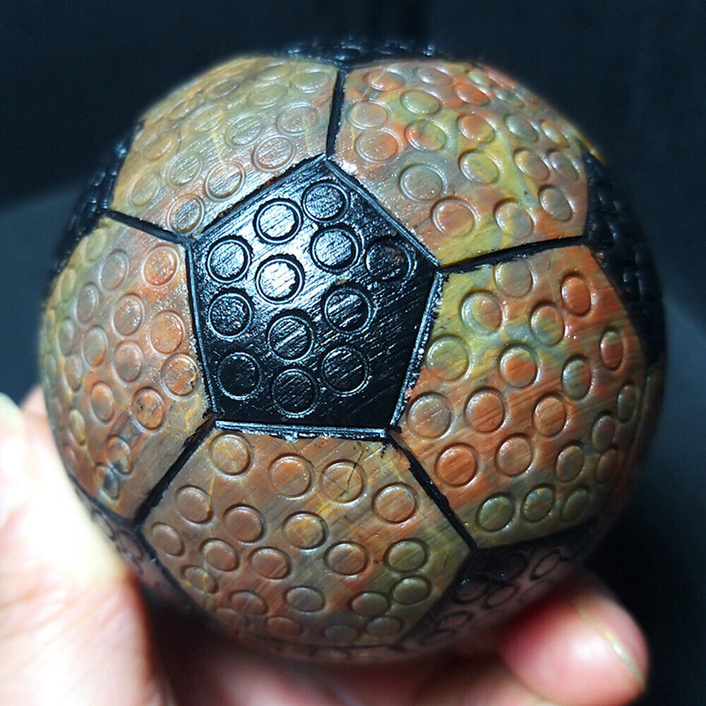 TOP 443.2G Handmade Carved Football With Beautiful Agate Crystal Healing  AB111