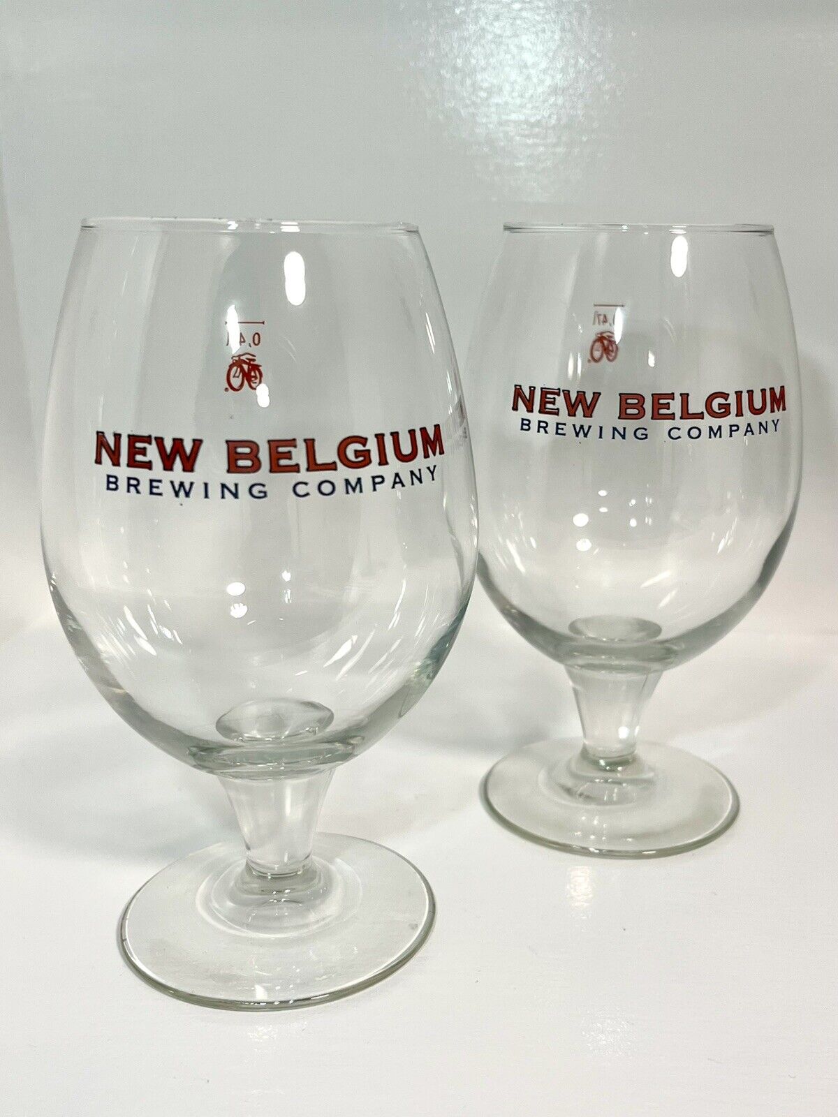 Set of 2 New Belgium Stemmed Tulip Beer Glasses .47L