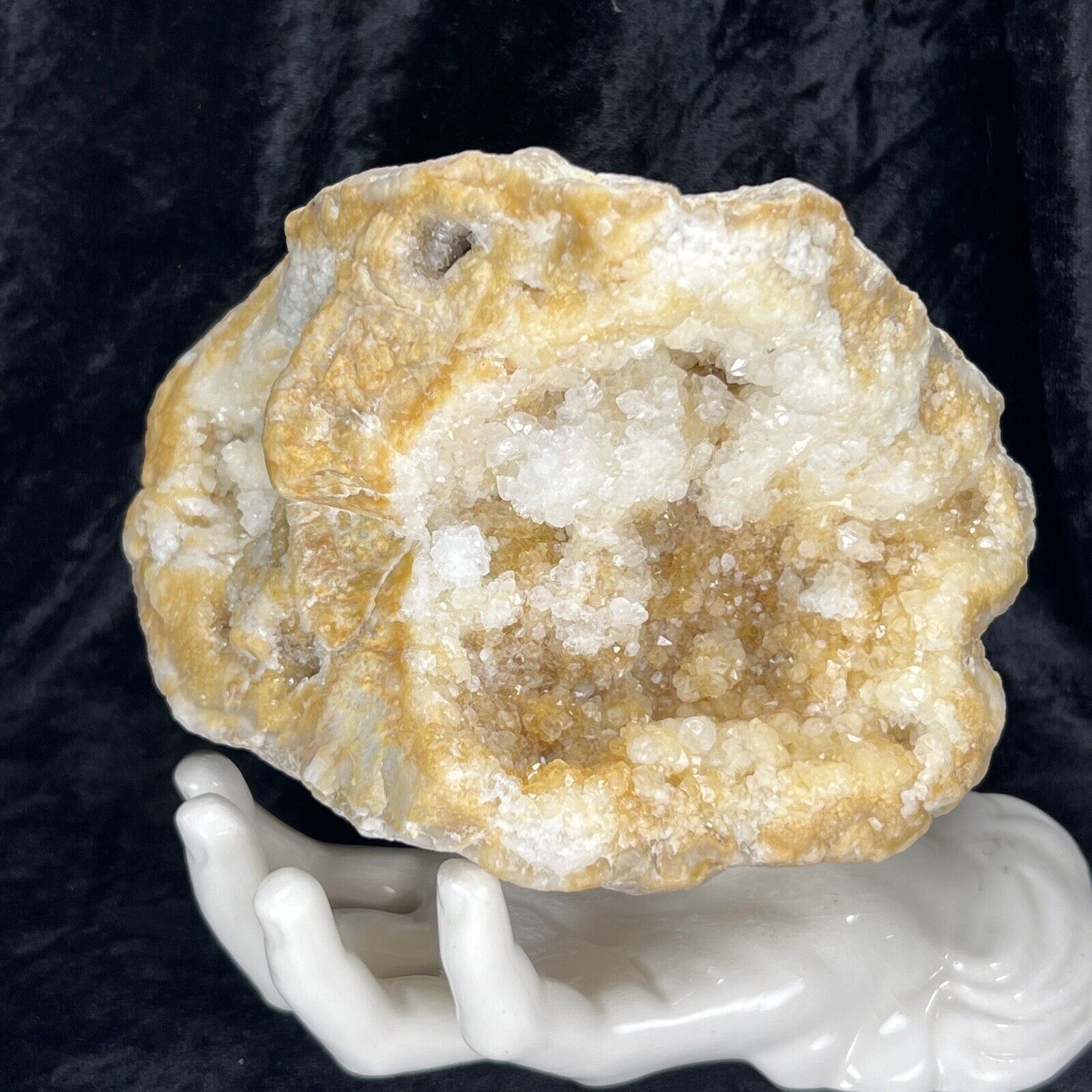 6-1/3” Golden Healer Quartz Crystal Cluster Large Geode 4.14Lb Natural Rough