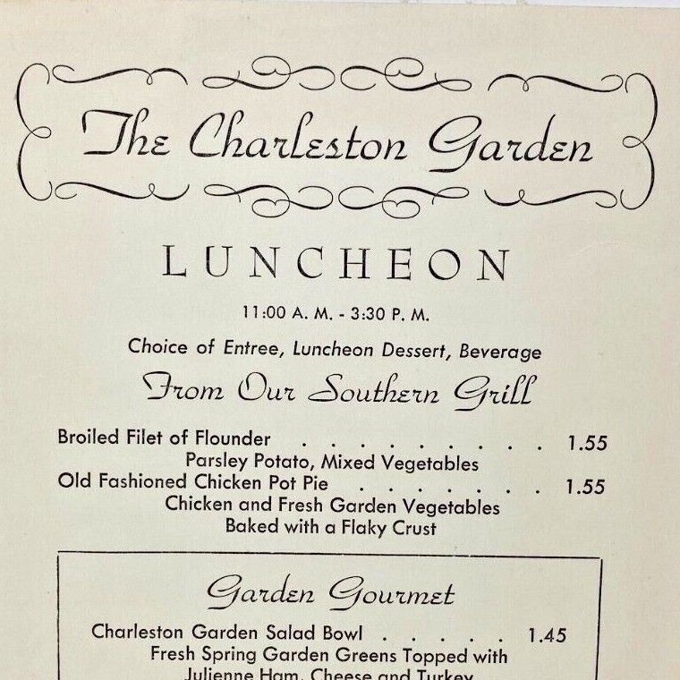 1940s The Charleston Garden Restaurant Menu Altman & Co Fifth Avenue New York