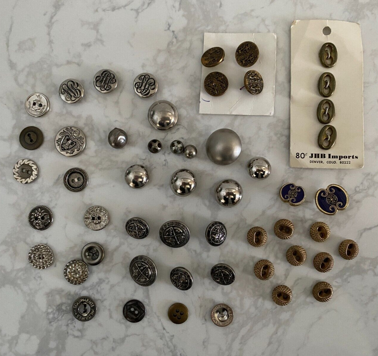 Lot of 50 Vintage Metal Buttons