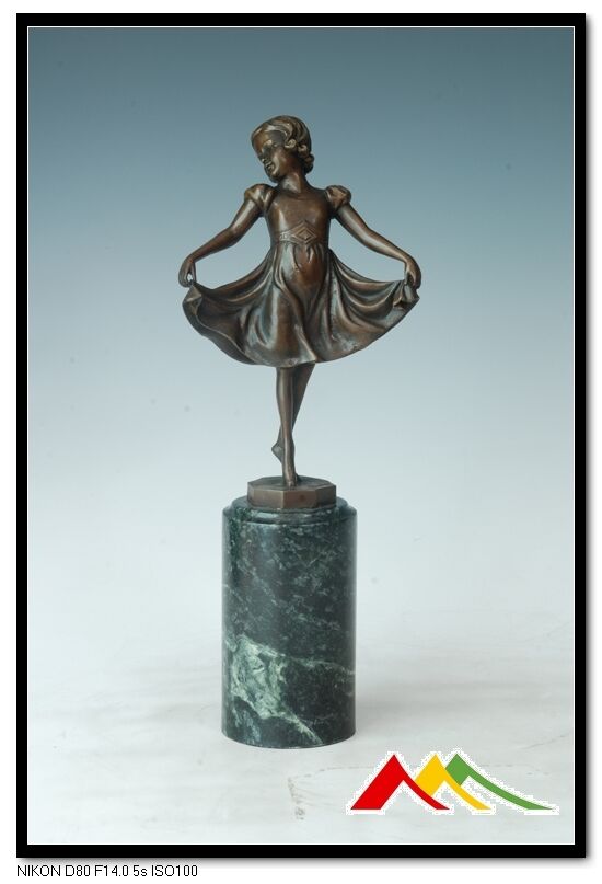 SIGNED Preiss bronze sculpture Young Little deco dancer bronze statue 