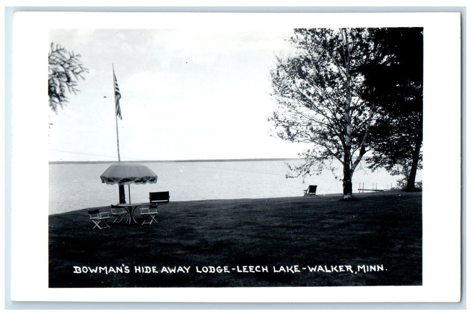 c1950's Bowman's Hide Away Lodge Leech Lake Walker Minnesota RPPC Photo Postcard