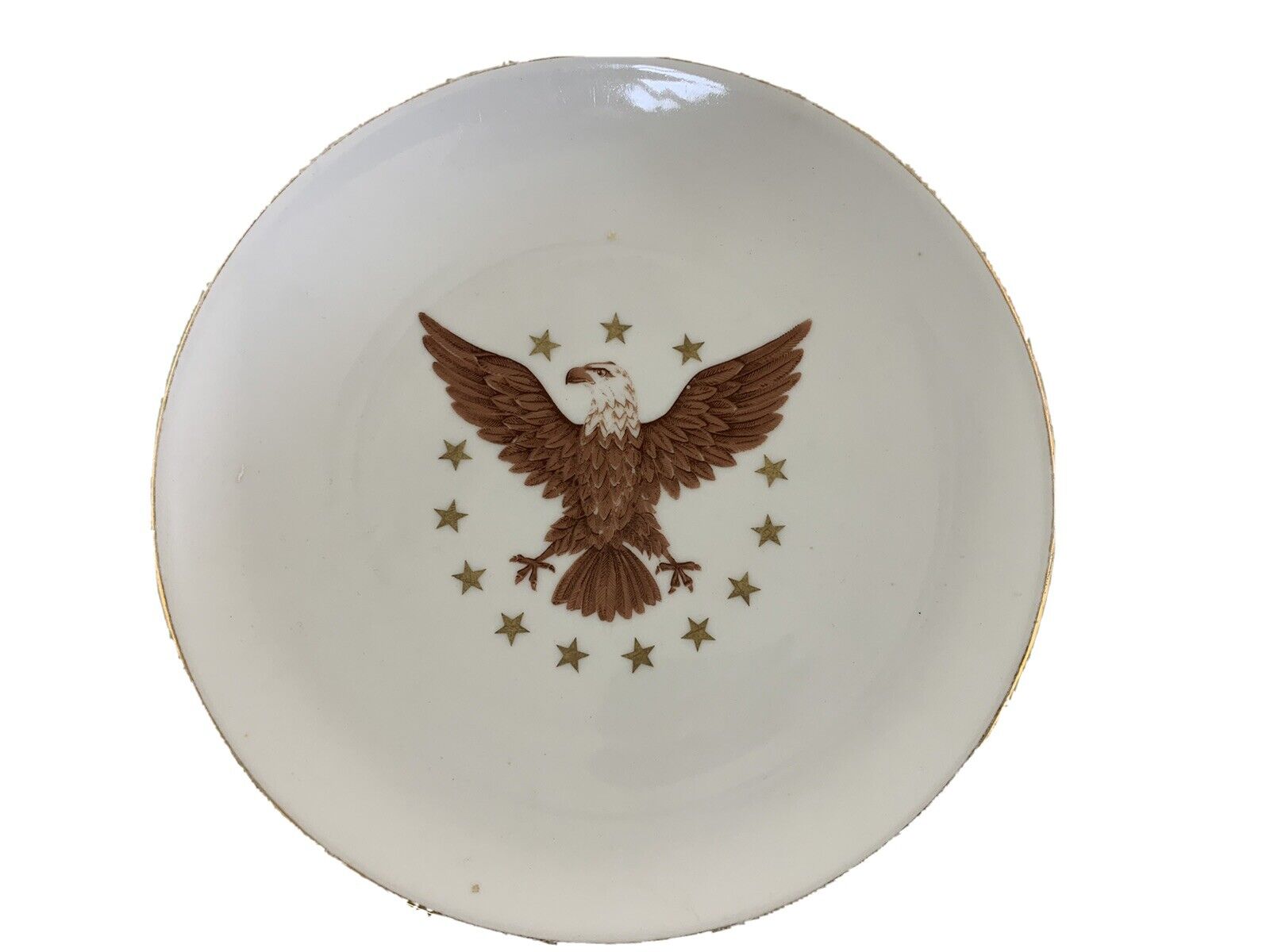 Bald Eagle Plate Bavaria Shuman Arzberg Golden Crown E + R 1886 Collectable