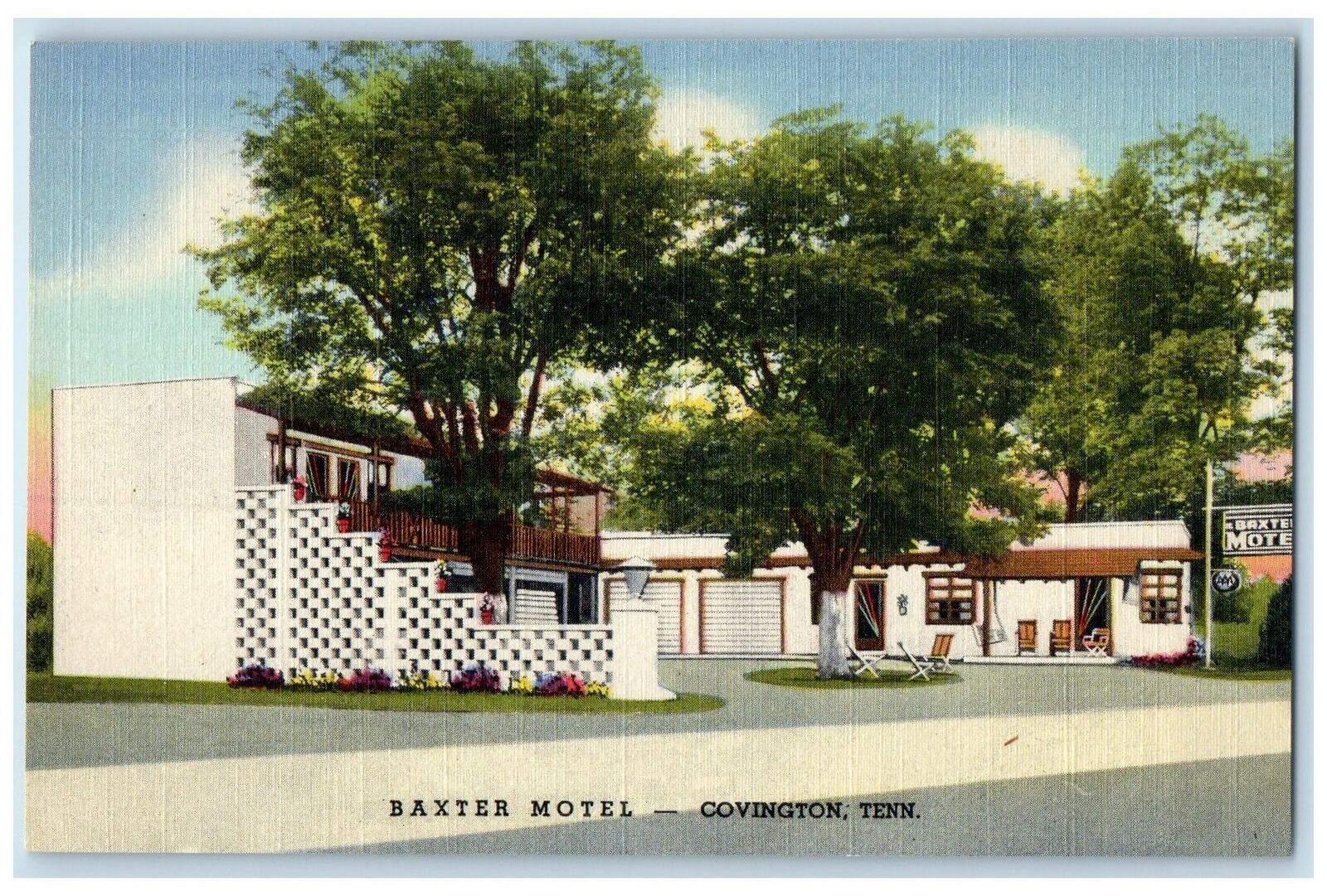 c1940's Baxter Motel Exterior Roadside Covington Tennessee TN Unposted Postcard