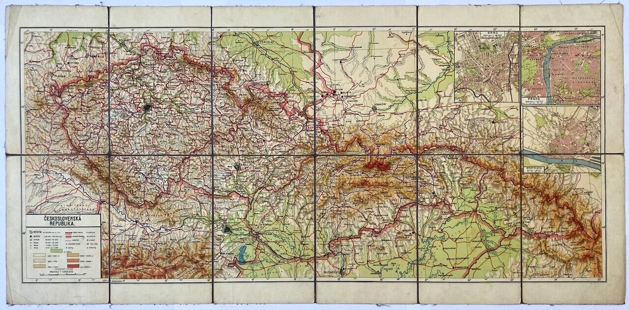 Original Vintage Map CZECHOSLOVAKIA - MAP - COUNTRY - CZECHIA - SLOVAKIA - 1930s