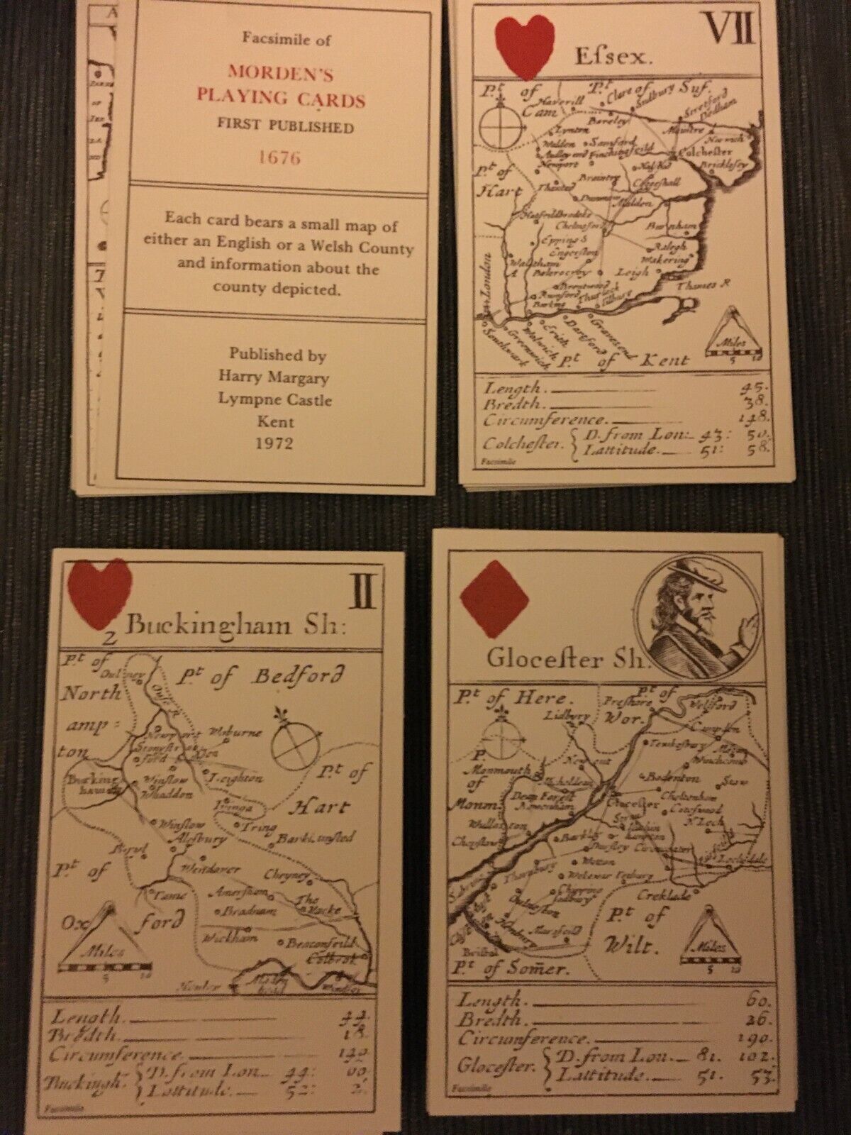 Facsimile of Morden\'s Playing Cards from 1676 - 1972 Margary Lympne Castle Kent