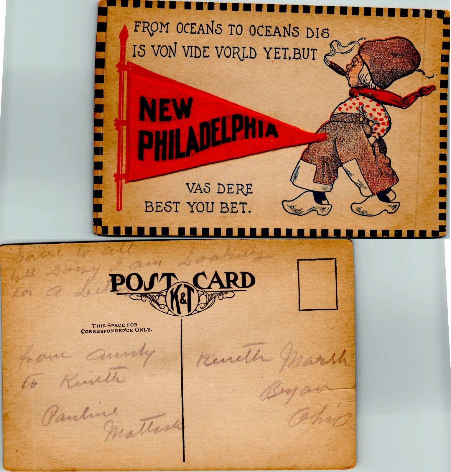 Dutch Kid , New Philadelphia, Ohio Vintage Pendant (Felt)