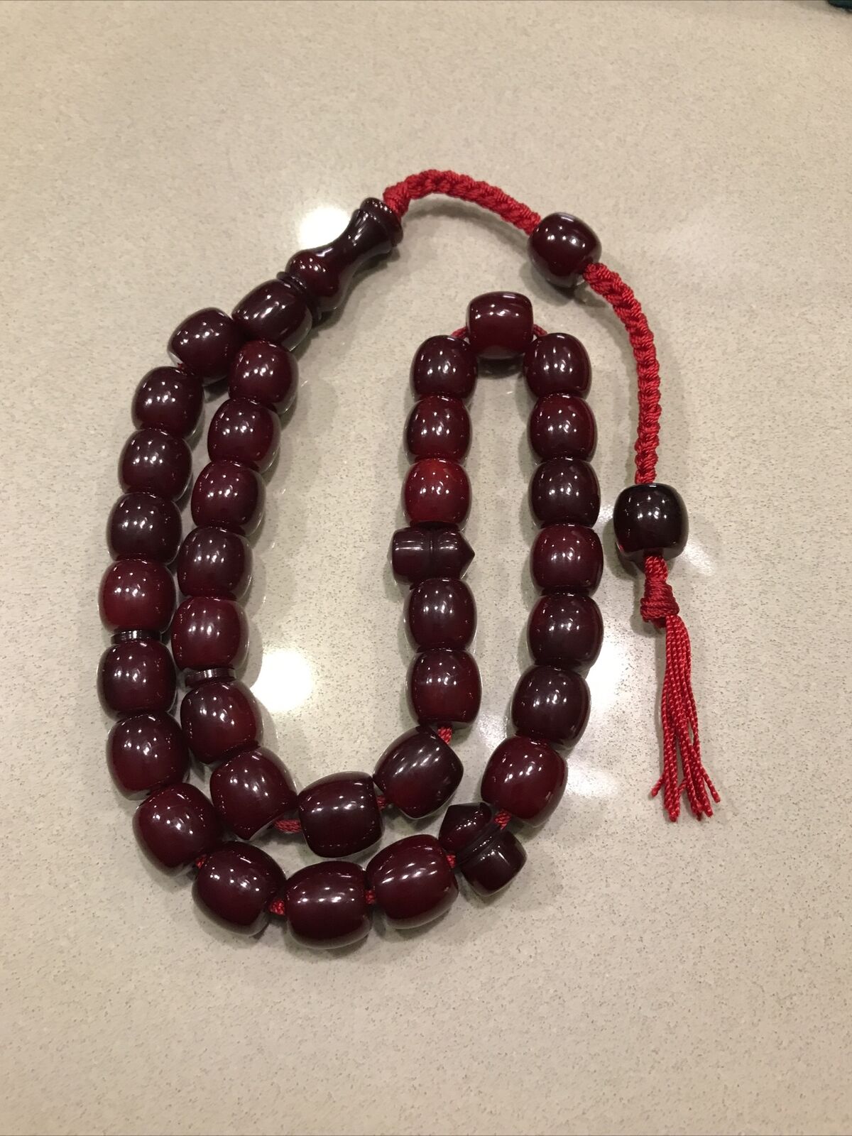 Ottoman Faturan Cherry Amber  Rosary Beads سبحة فاتوران مانتك تقليد كوربا