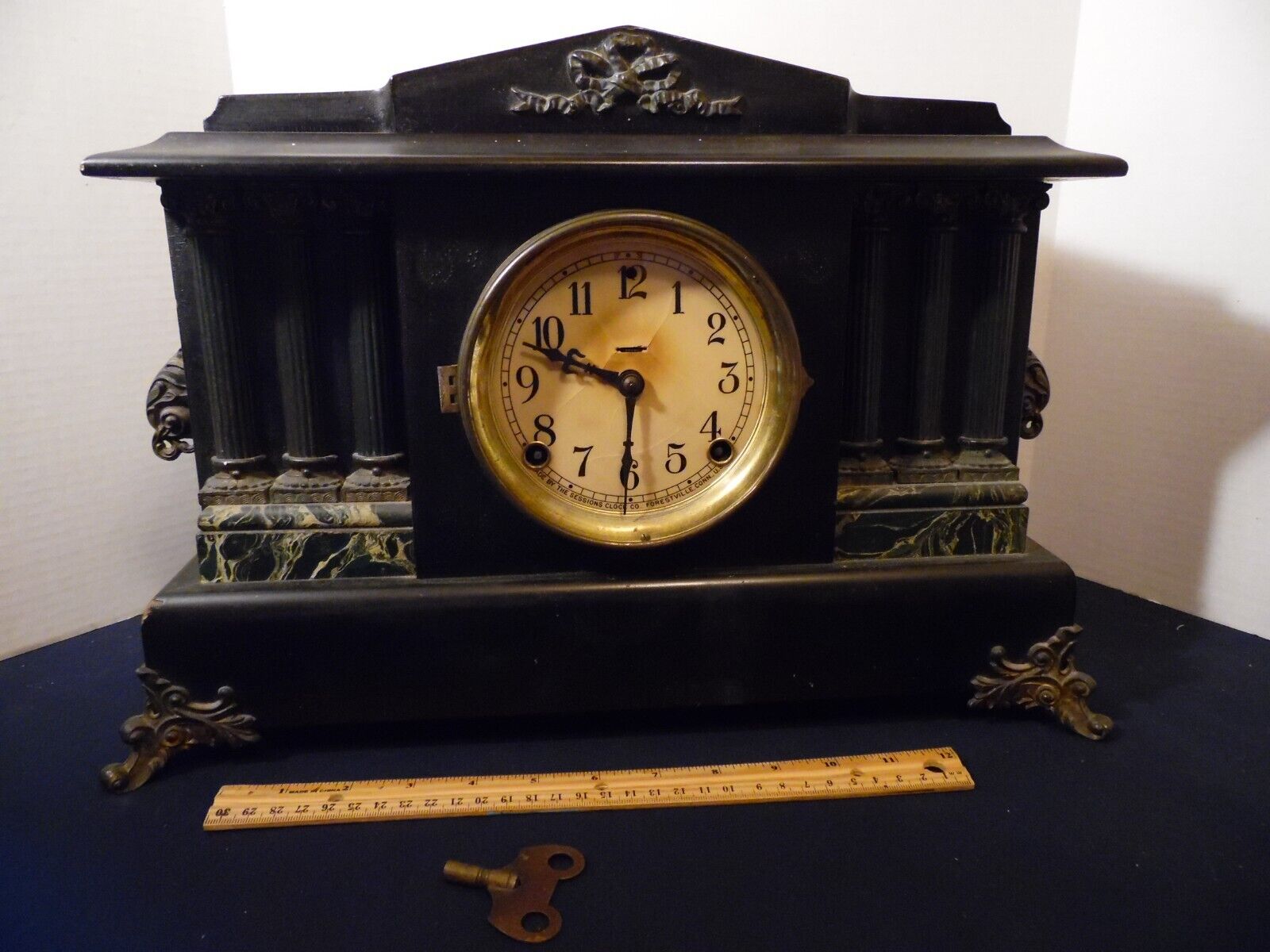 E. Ingraham Co. Bristol Conn. USA Antique Mantel Clock for Parts or Repair