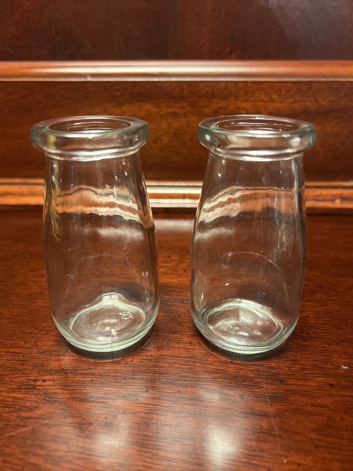 Set of 2  1/4 Pint 4.5 inch Mini Glass Milk Bottles
