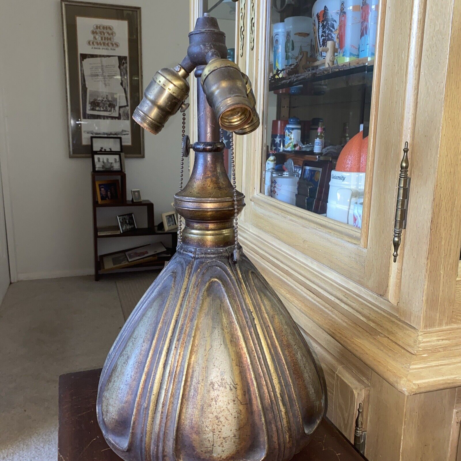 Antique Bradley & Hubbard Arts & Crafts Lamp Bronze Adjustable Banquet 3-Light