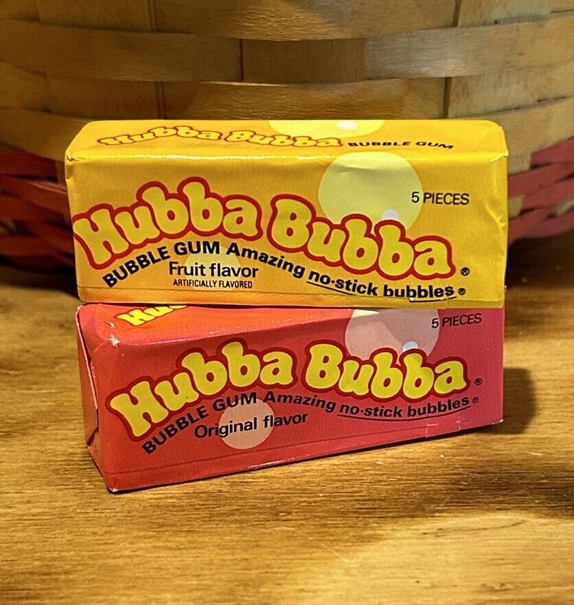 Vintage Wrigley 1980’s HUBBA BUBBA ORIGINAL & FRUIT FLAVOR Bubble Gum PACKS NOS