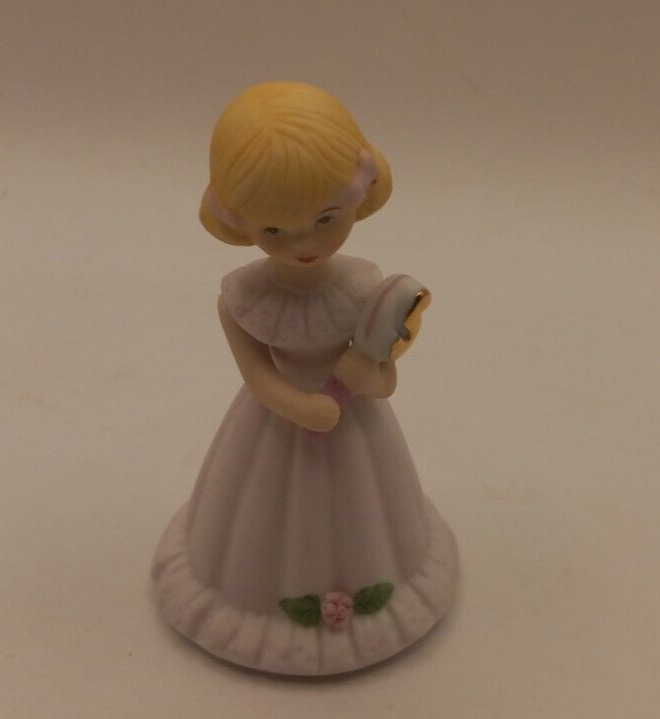 Vintage ENESCO Blonde Growing Up Porcelain Birthday Girl - 5 Year Old Figurine