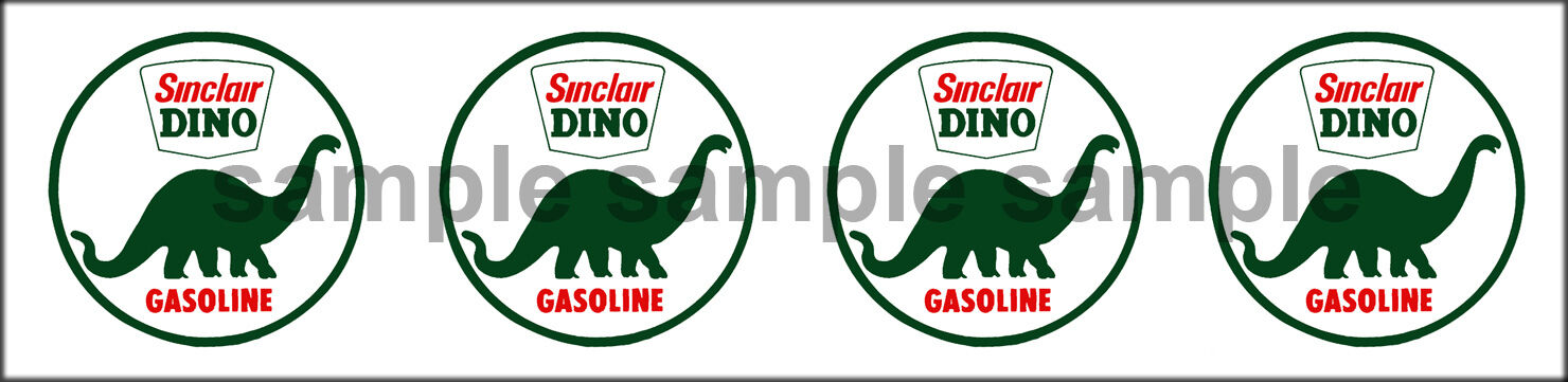 1.25 INCH SINCLAIR DINO GASOLINE GAS STATION TANKER ROUND DECAL STICKER 4 DECALS