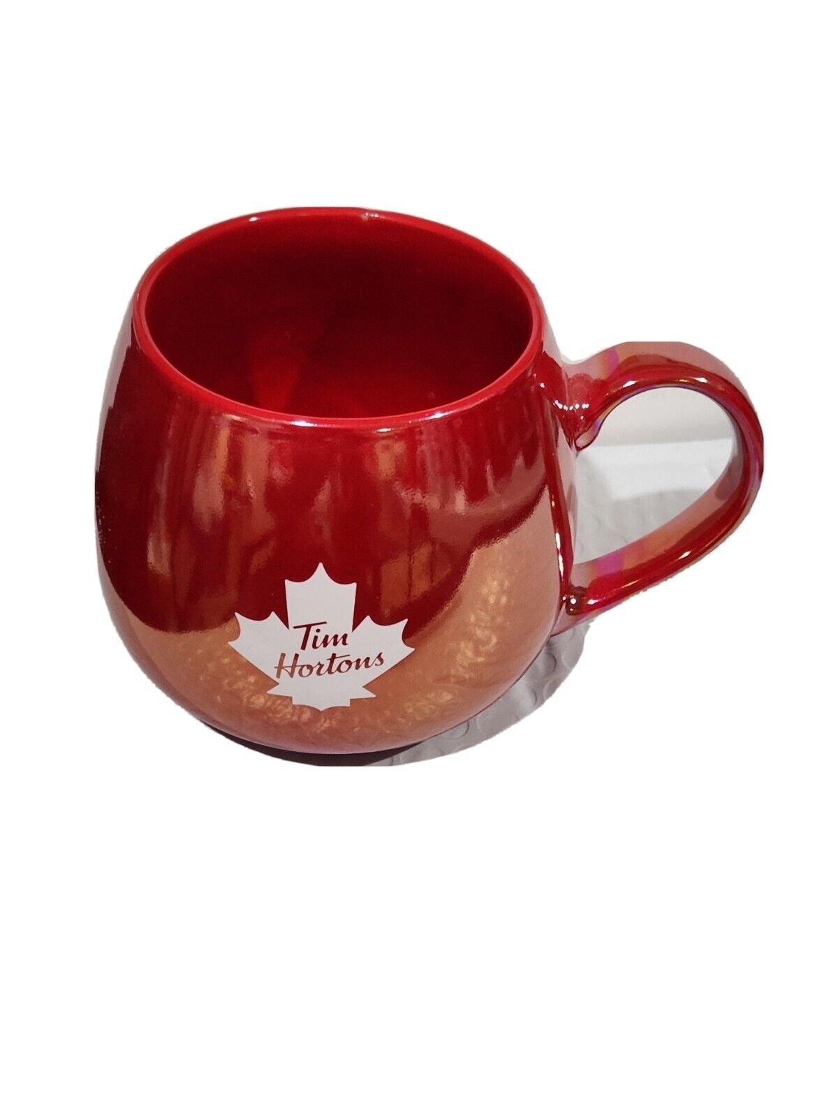 Tim Hortons 2020 Iridescent Red Coffee Tea Mug 12 Oz Maple Leaf NEW