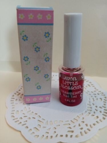Rare Vintage 1980 Avon Little Blossom Strawberry Nail Tint Polish .5 Ounce