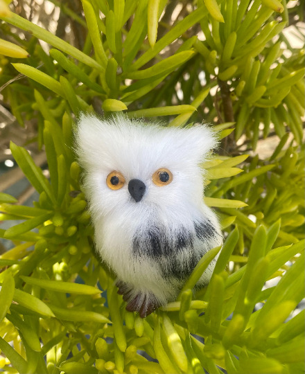 Owl white Grey Snow Owl bird Faux Fur Figurine Harry Potter ornament Decoration