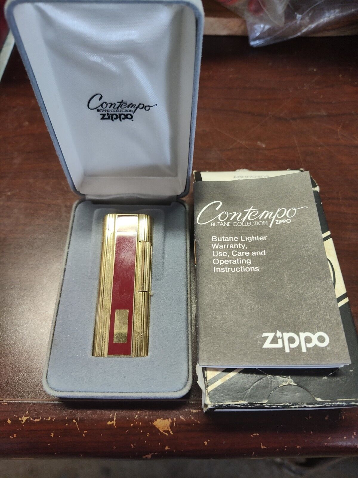Zippo Contempo Butane Lighter - Gold tone Finish with Original case UNTESTED