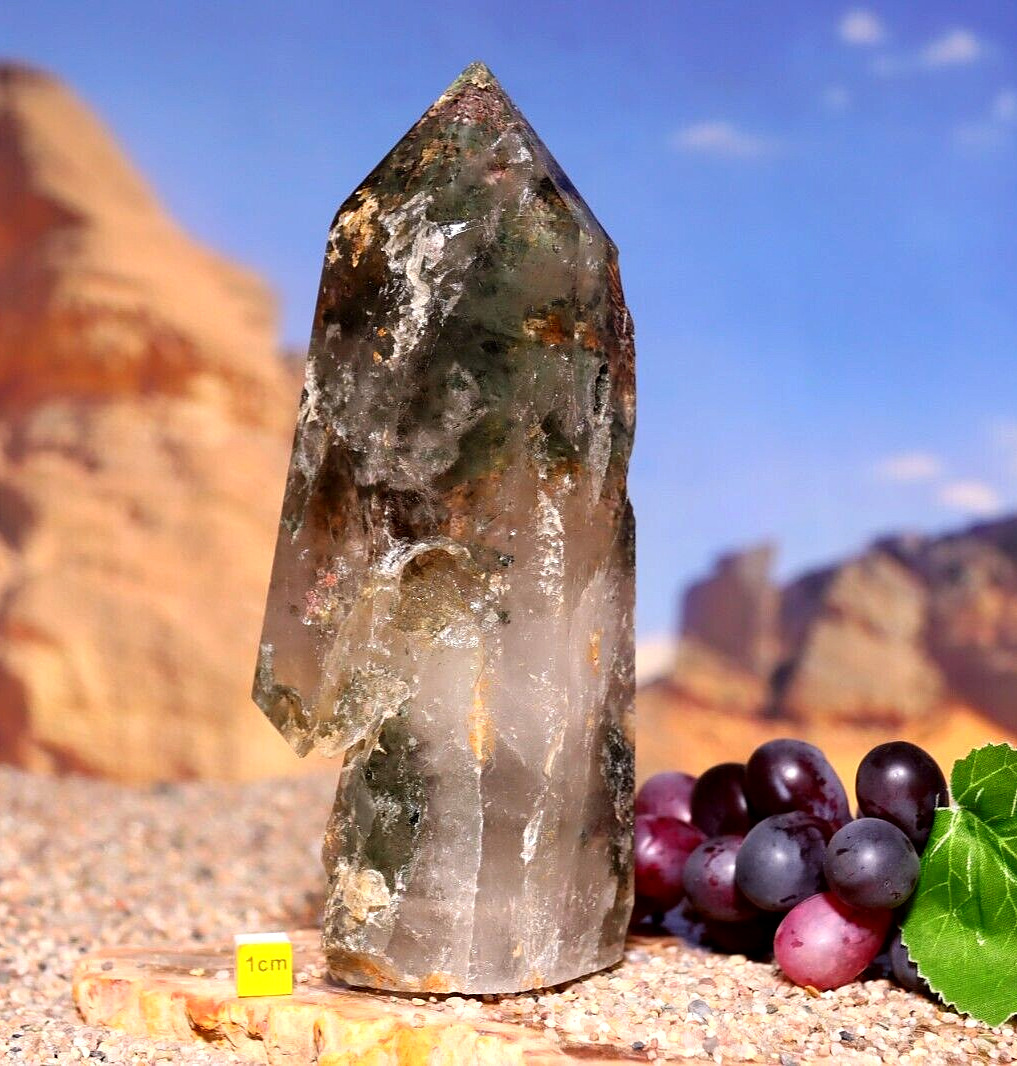 Huge Lodolite / Garden Quartz Crystal Point Natural Mineral Healing Reiki 852g