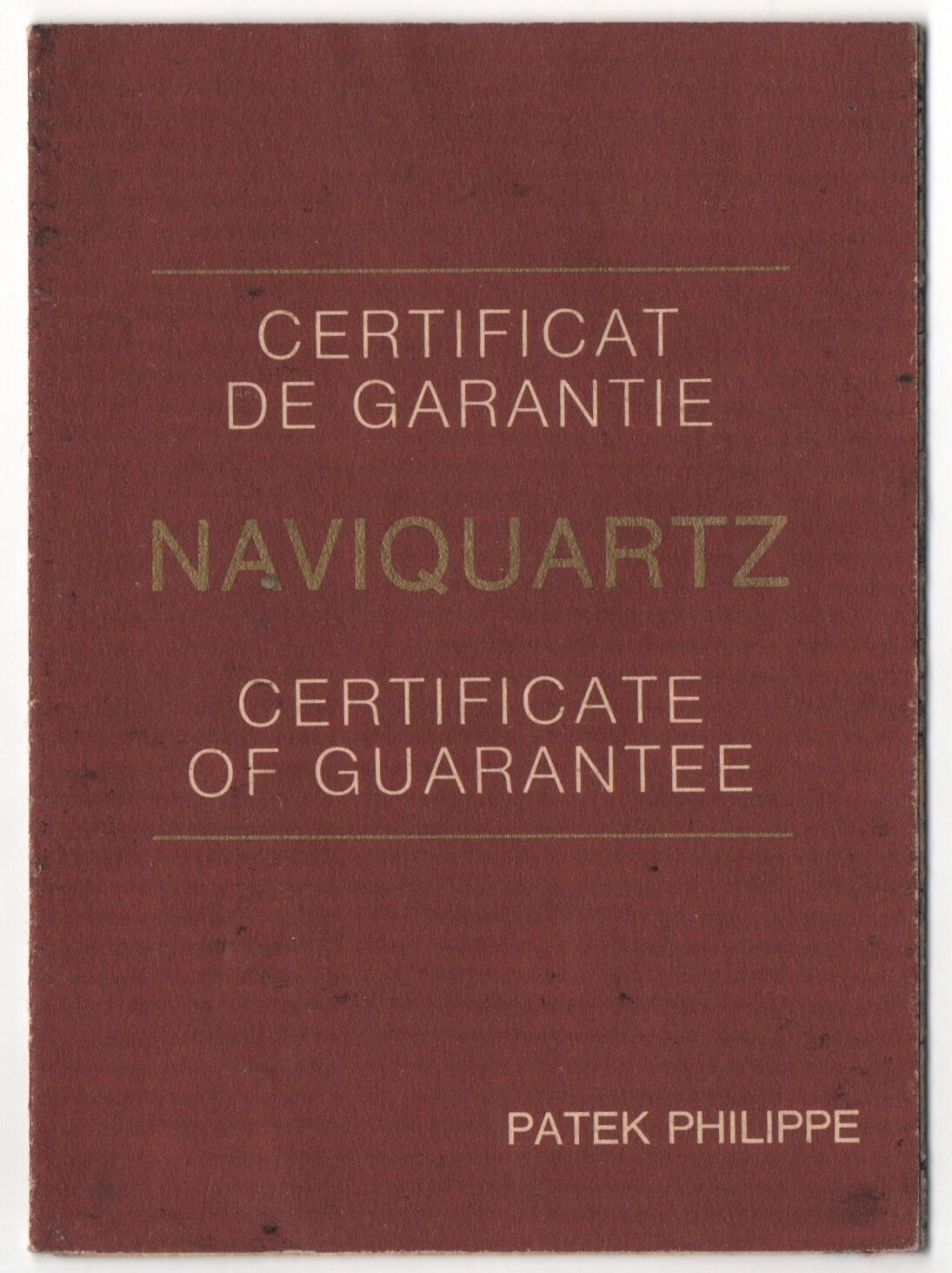 Vintage PATEK PHILIPPE Certificate of Guarantee for NAVIQUARTZ Certificato OEM /