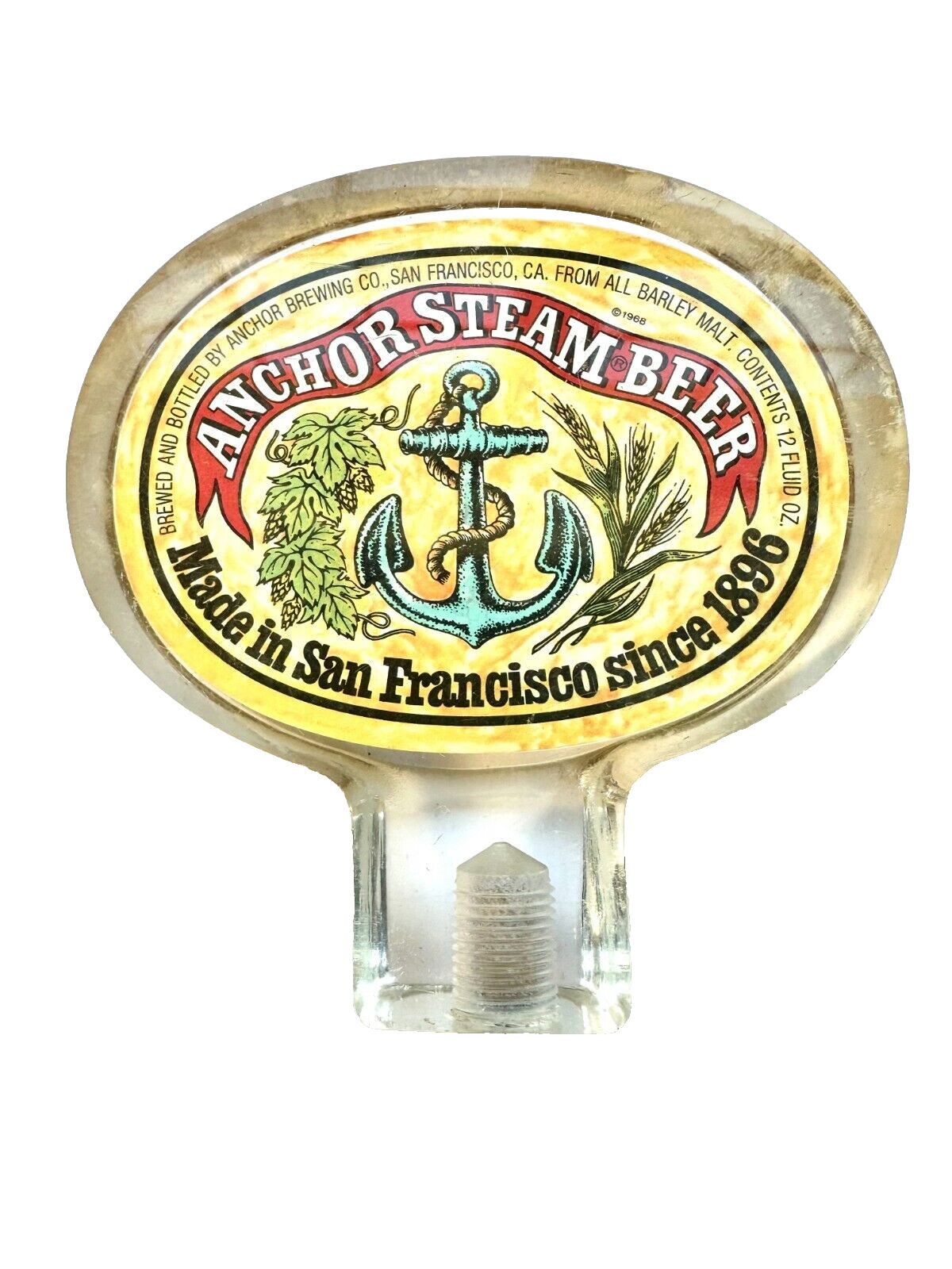 ANCHOR STEAM BEER - VINTAGE  - SHORTY - BEER TAP HANDLE (Rare)