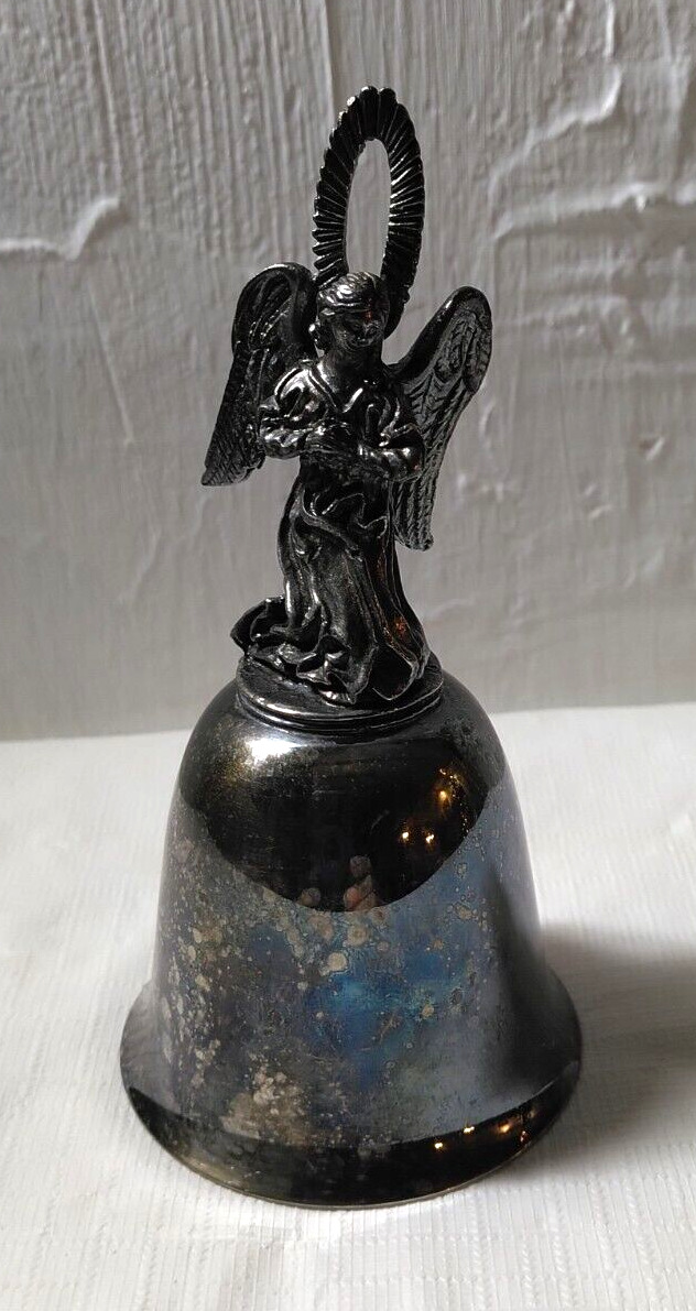 Vintage The Danbury Mint 1974 Pewter  Silver Plated Bell Praying Angel - Unboxed