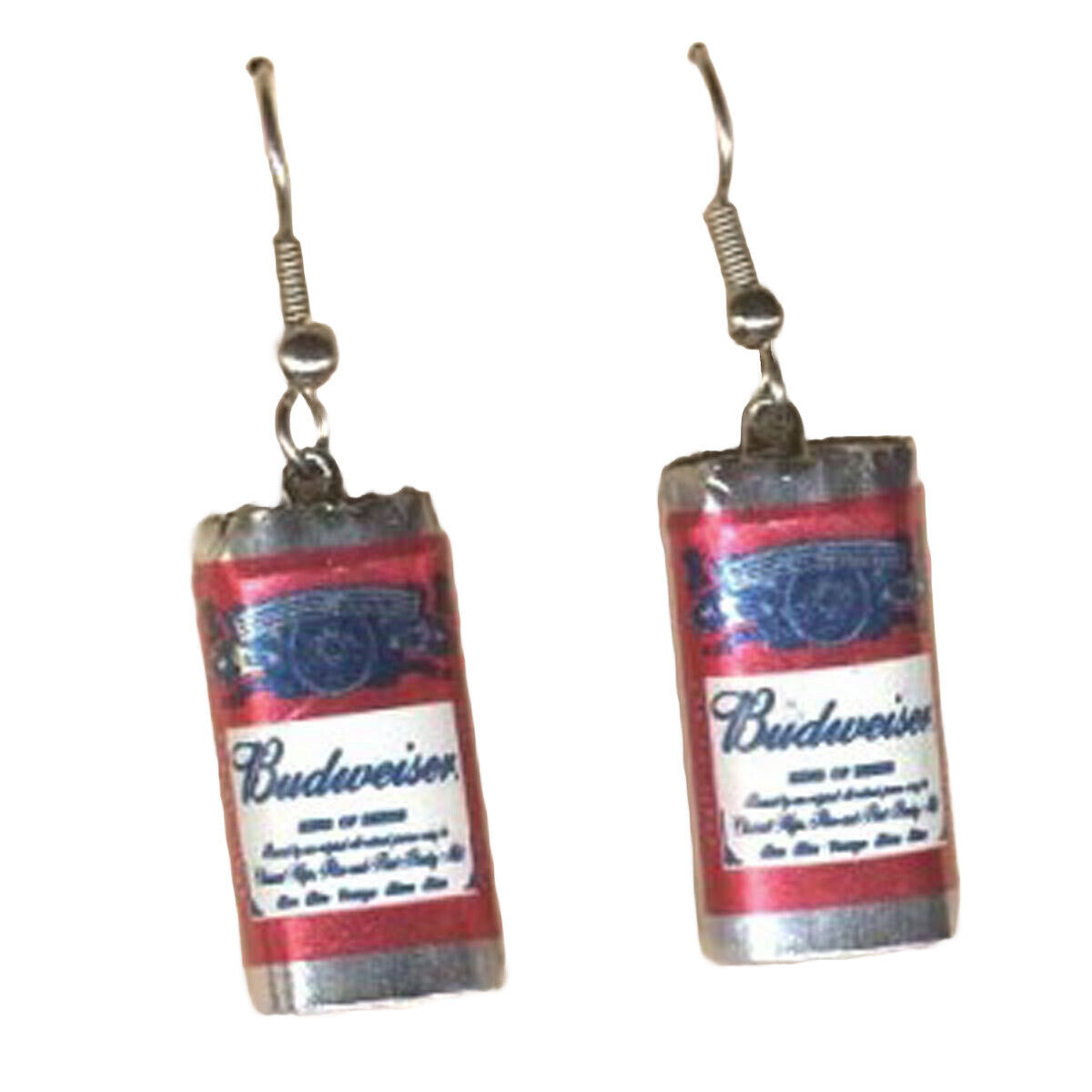 Funky Mini BUDWEISER BEER CANS EARRINGS Sports Bar Drink Brewery Party Jewelry
