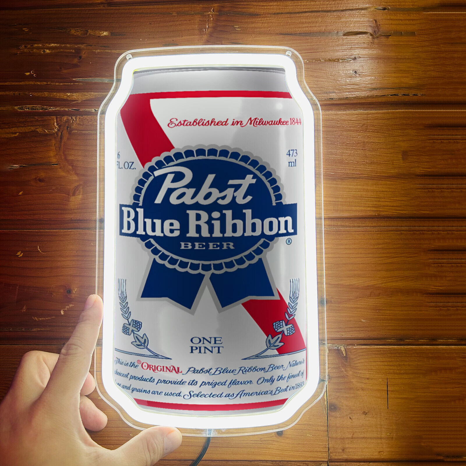Pabst Blue Ribbon Beer Can Bar Club Poster Silicone LED Neon Sign Light 12x7 G1