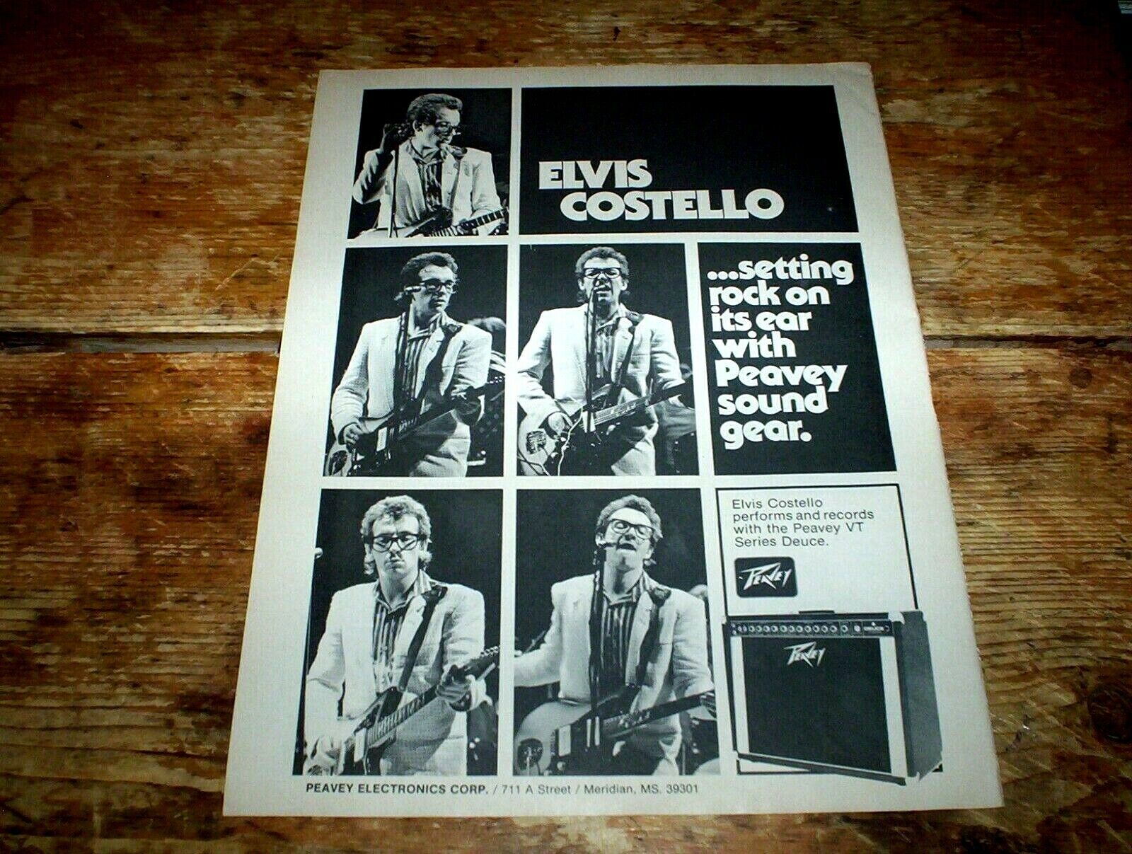 ELVIS COSTELLO ( PEAVEY AMPS ) ORIG 1978 magazine PROMO Ad NM-