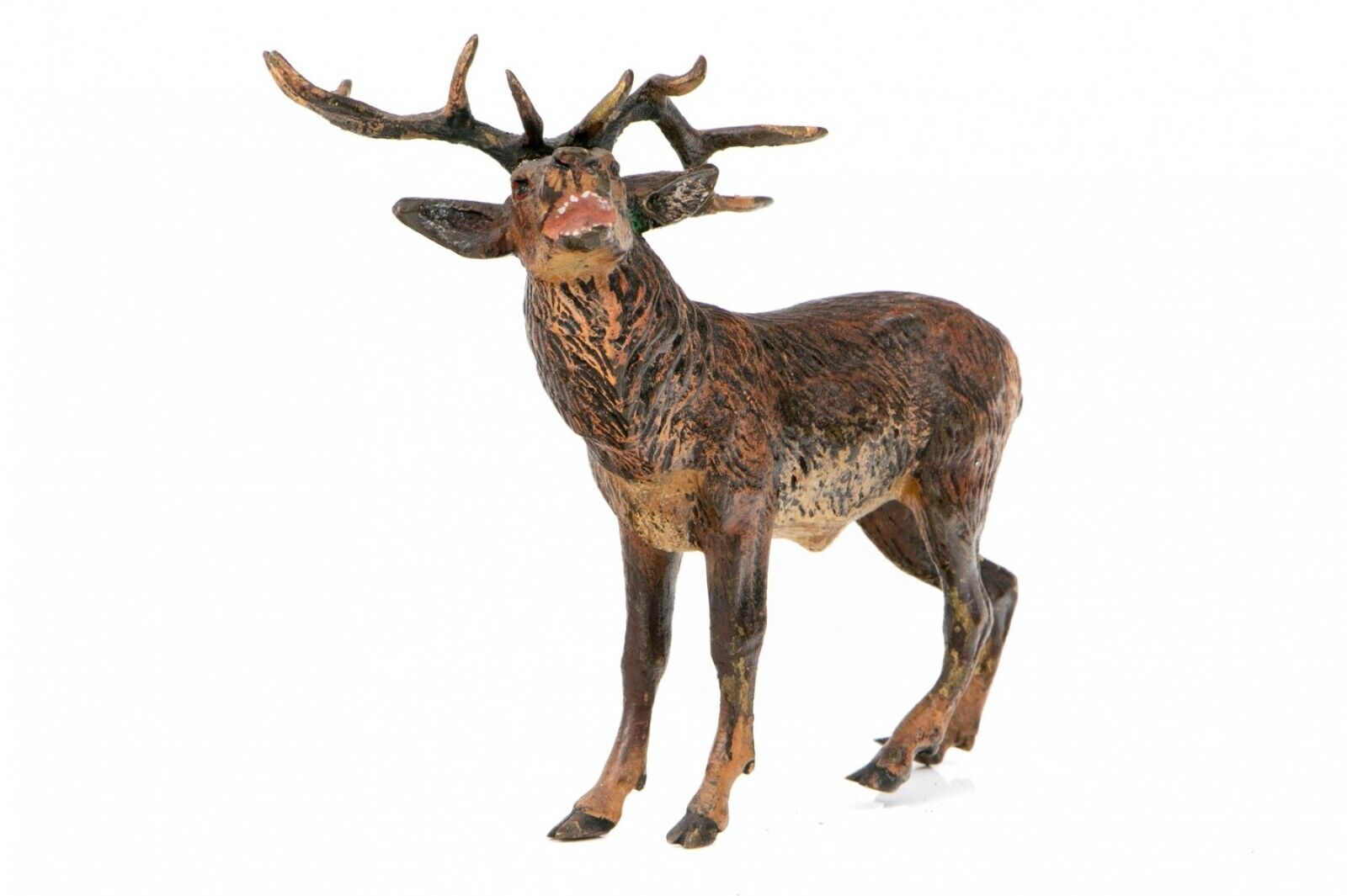 Antique Cold Painted Vienna Bronze Deer Elk Stag Antlers Lifelike