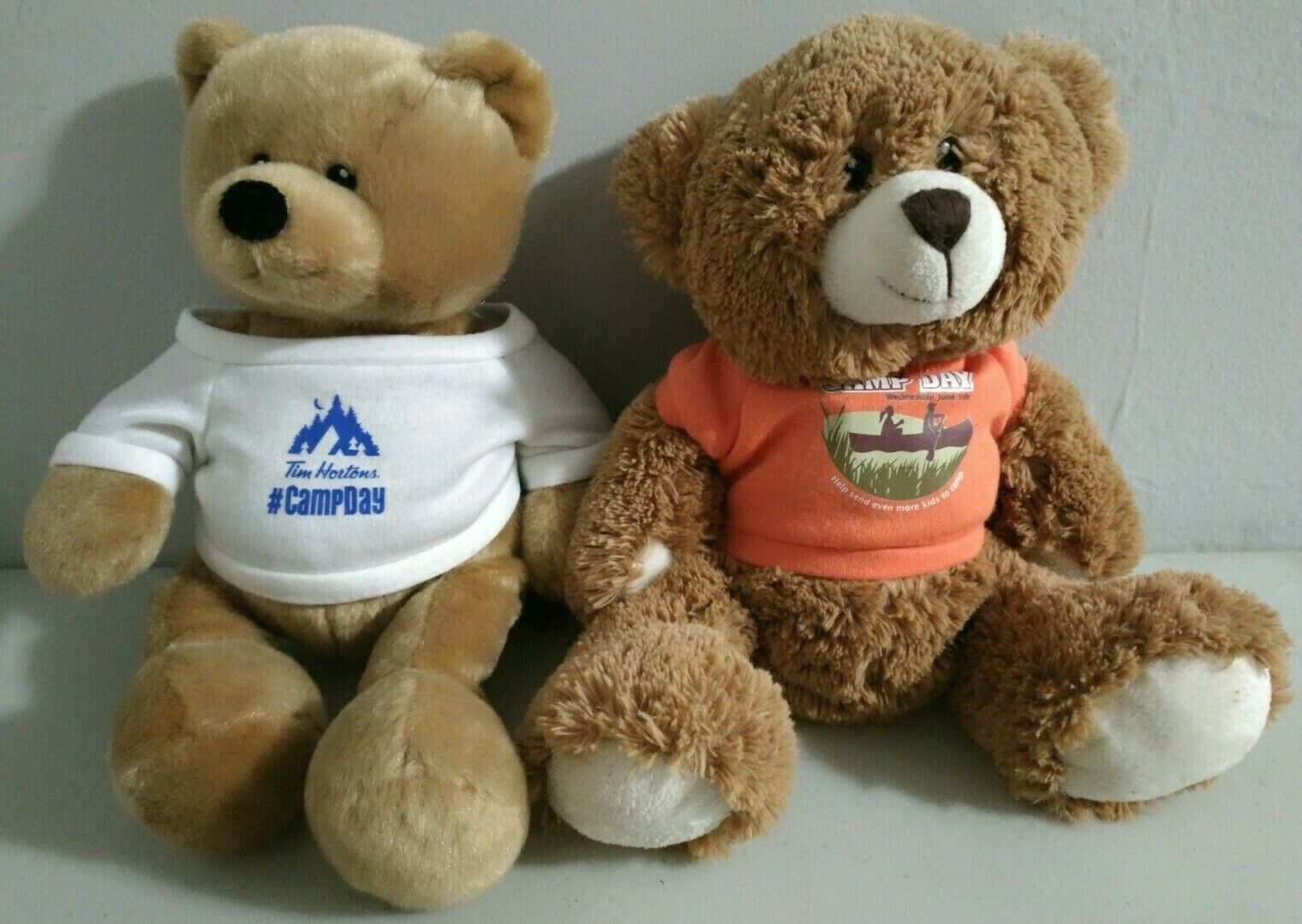 Lot of 2 Tim Hortons Coffee Camp Day Brown Teddy Bear 12 \