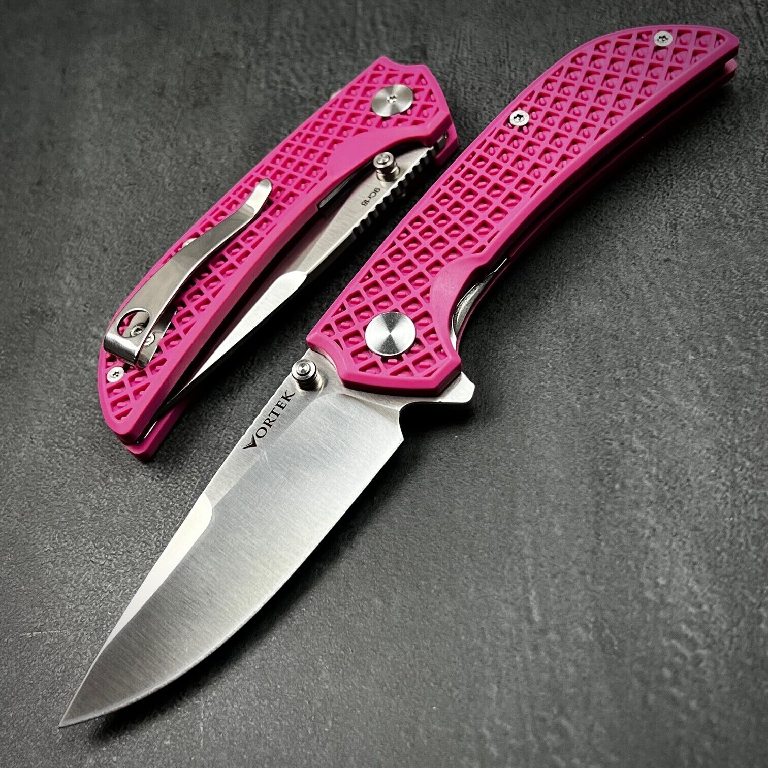 VORTEK CORAL 9Cr18MoV Ball Bearing Flipper Blade EDC Folding Pocket Knife Pink