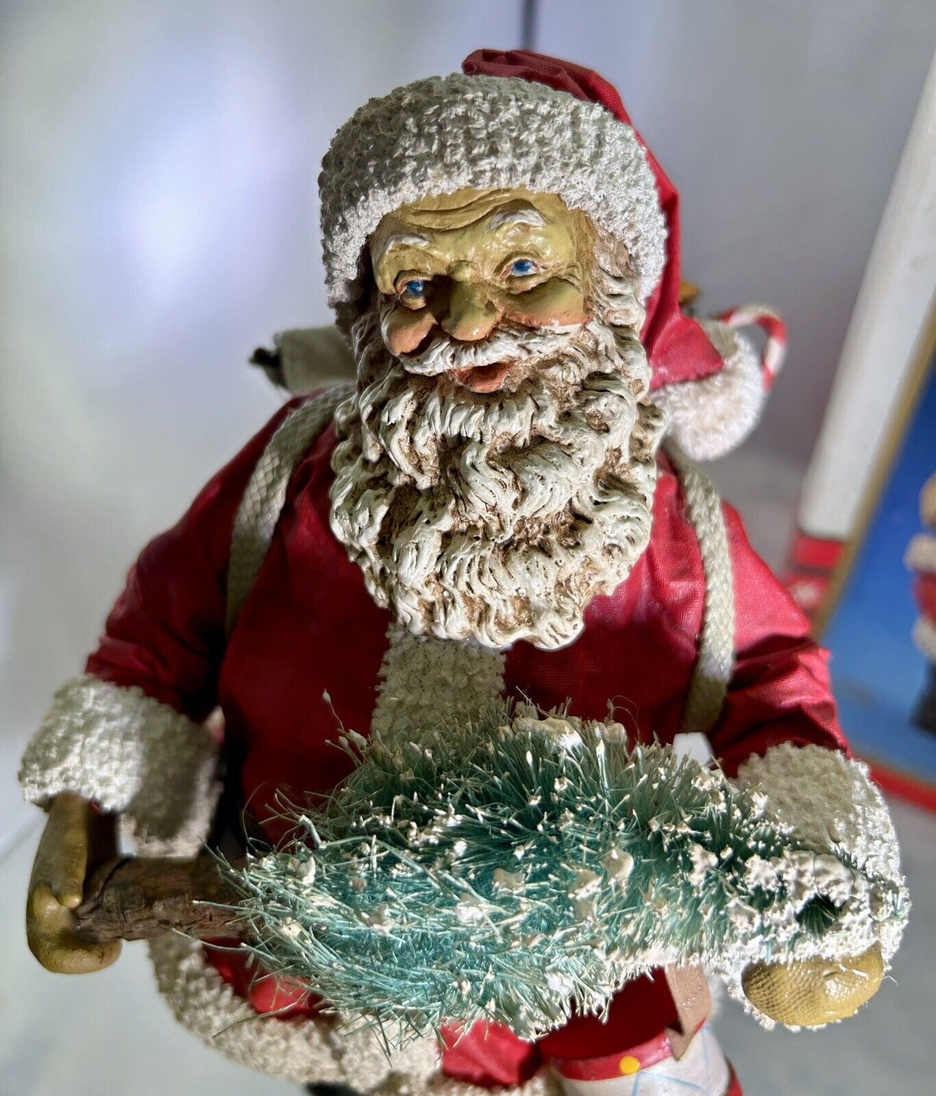 Santa Claus with Christmas Tree Fabric Mache