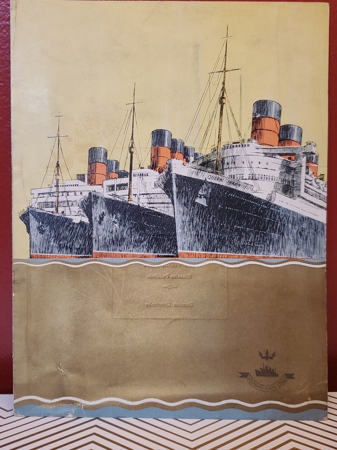 1937 Cunard White Star RMS Berengaria Ocean Liner Steamship Menu Art Deco RARE