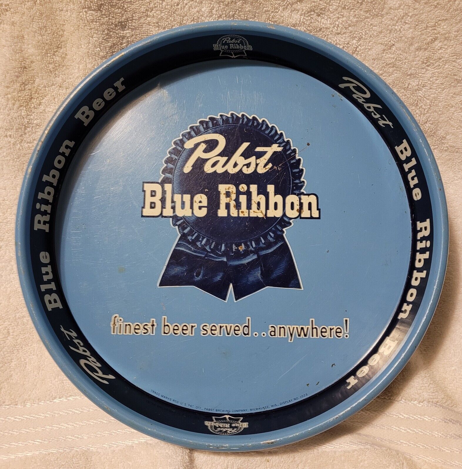 Vintage Pabst Blue Ribbon Beer Metal Advertising Serving Tray