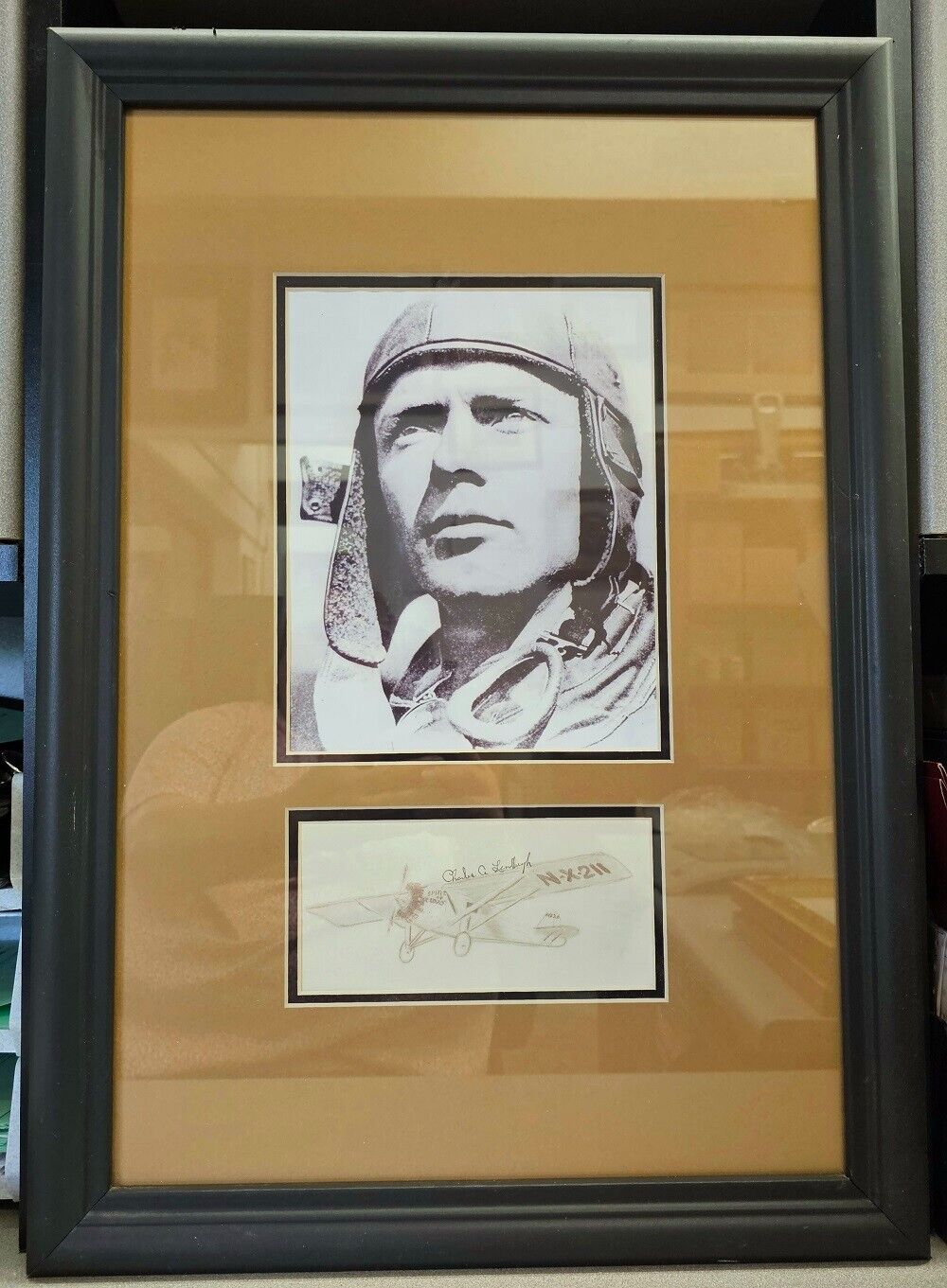 Charles Lindbergh Spirit of St. Louis Matted + Framed Print 17.5\