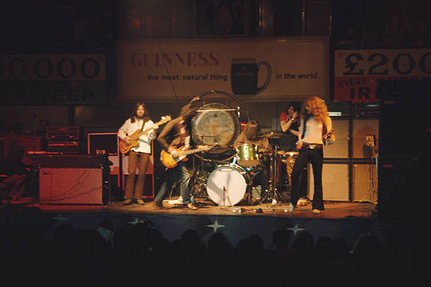Led Zeppelin perform live on stage at the National Stadium in Dublin 1971 PHOTO