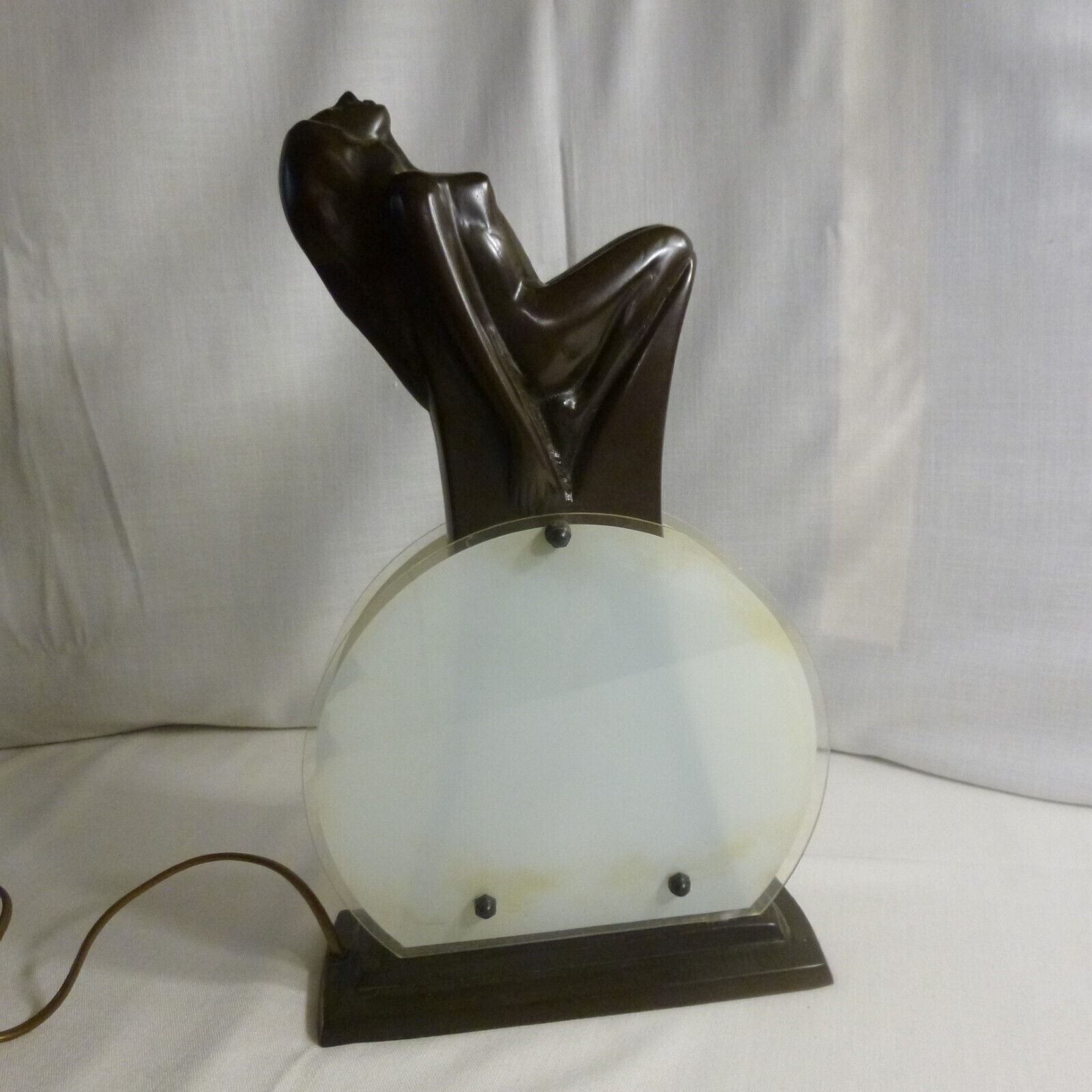 RARE Art Deco Lamp Frankart Style nymph figurine black art Table Lamp - MINT