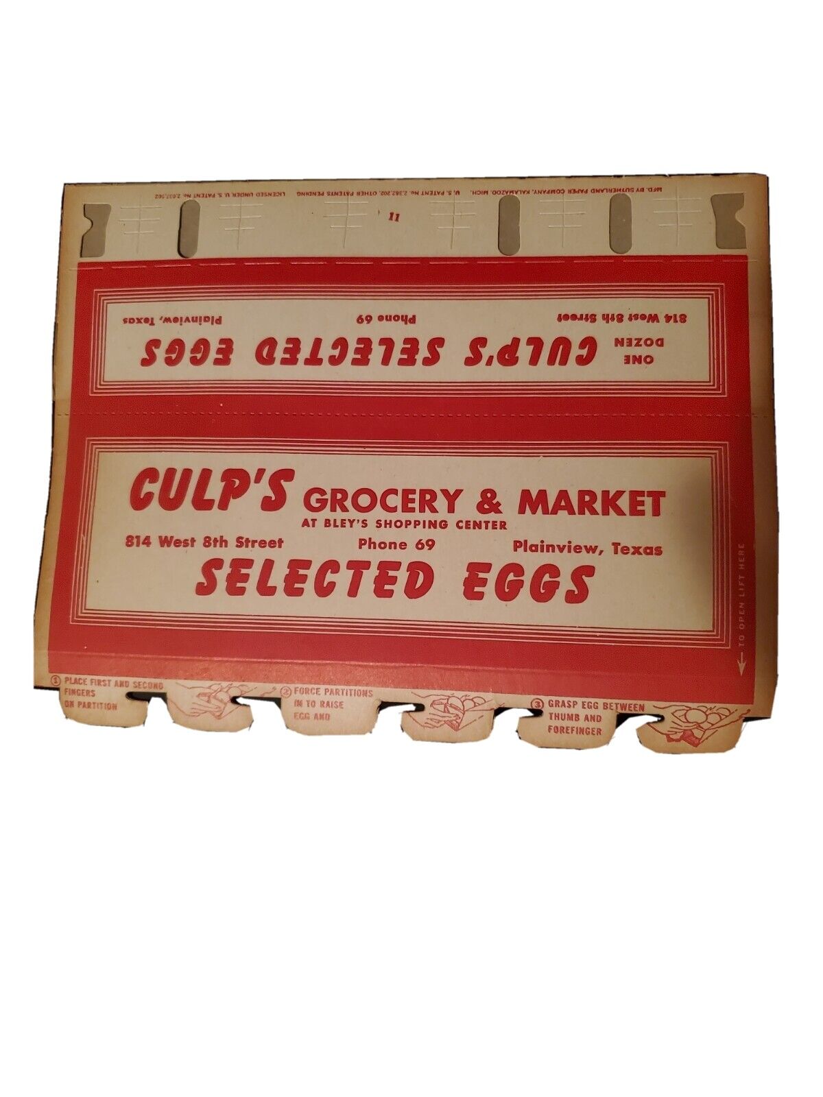  Vintage Flat Egg Carton Box/ Foldable Old Store Stock Local Texas Grocery Store
