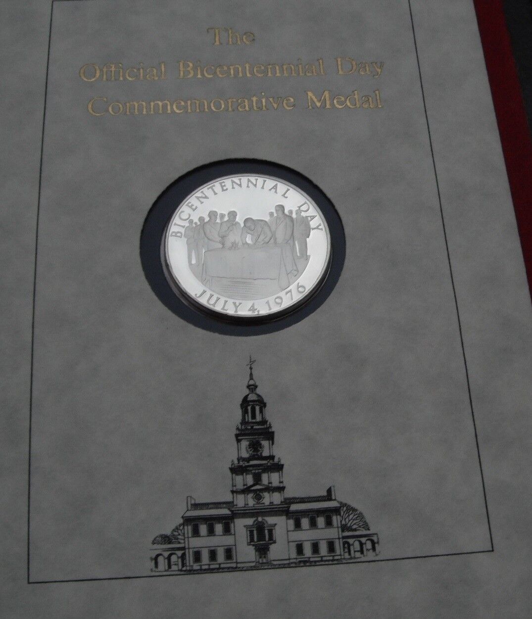 1976 Official Bicentennial Day Commemorative Silver Medal and Signature Book--C