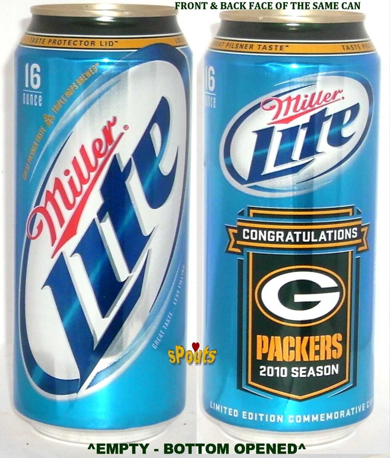 2010 GREEN BAY PACKERS SUPER BOWL SPORTS FOOTBALL NFL MILLER LITE PINT BEER CAN