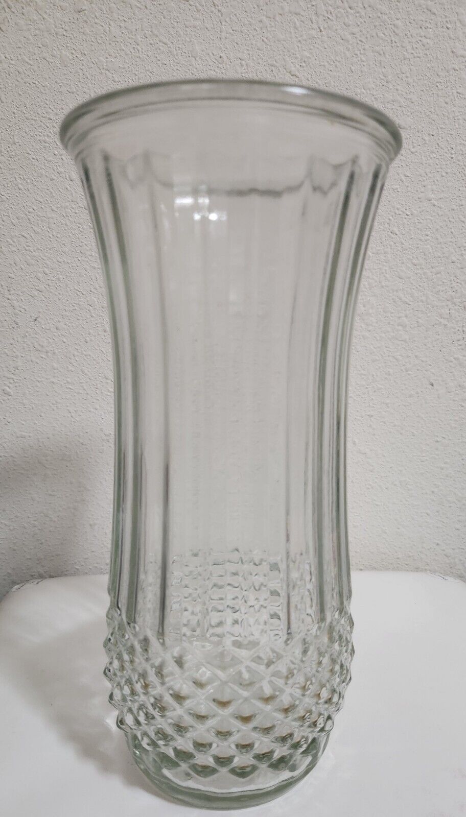 Vintage Clear Hoosier Glass Ornate 9.5 in Vase Smoke Free Home