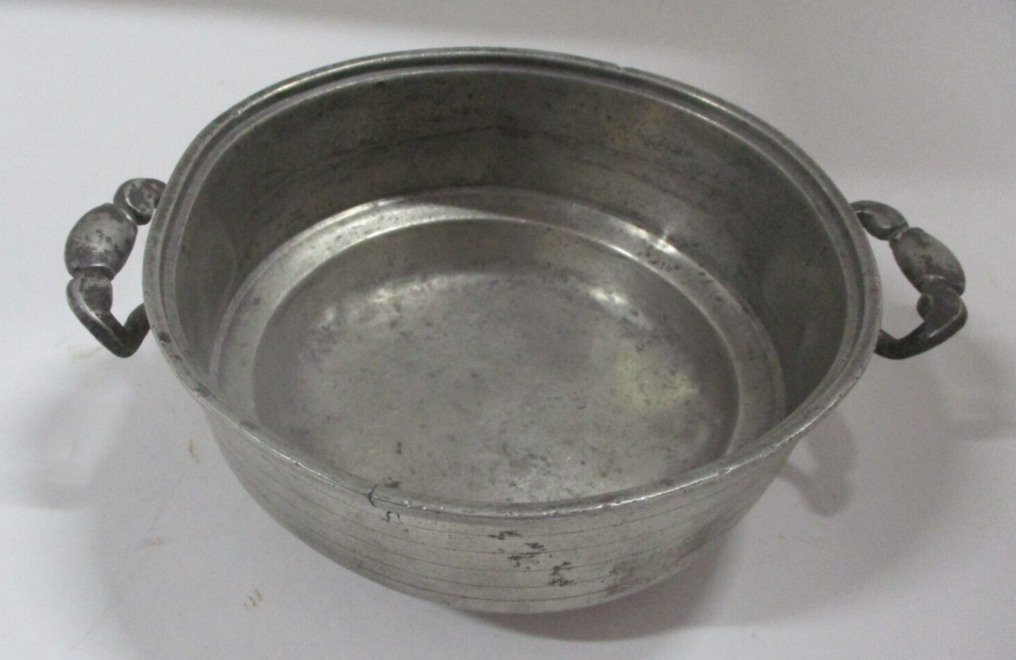 Beat to Heck Antique Small Pewter Bowl