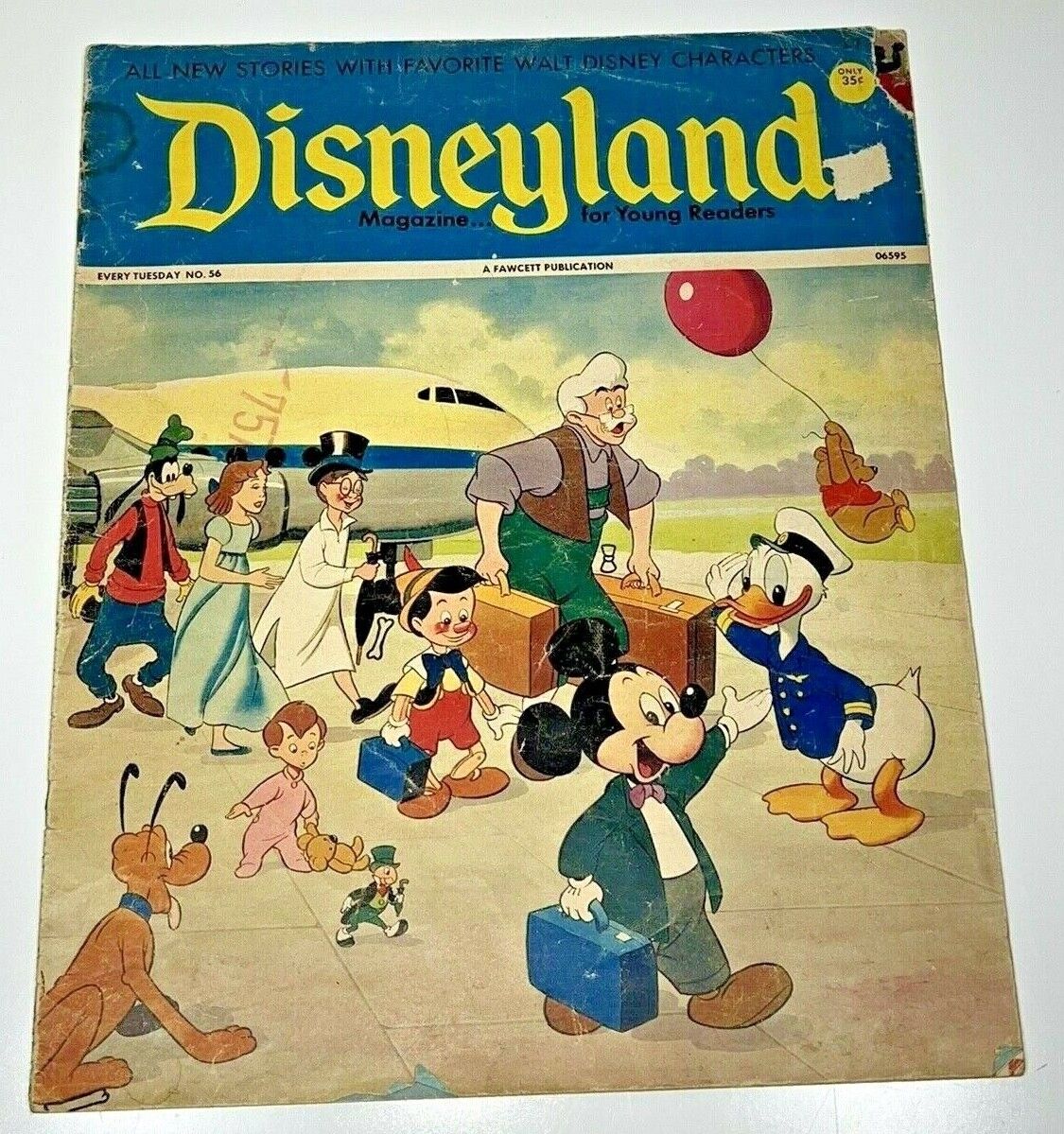 1973 Disneyland Magazine No 56 Geppetto Pinocchio Donald duck Mickey Mouse￼