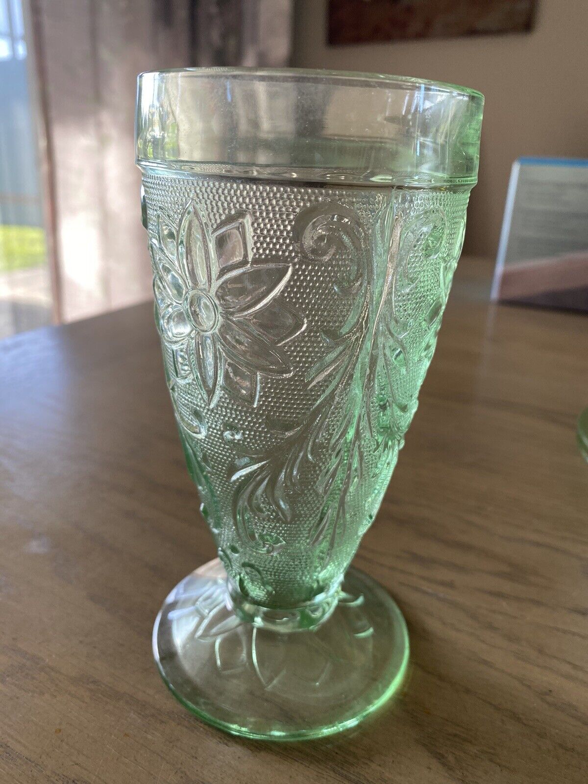 Vintage Indiana Glass Ice Tea Glass Light Green Tiara Chantilly